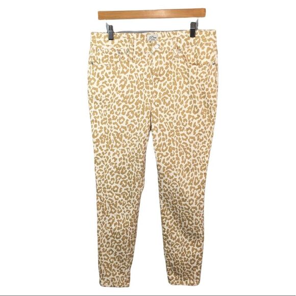 WJ265 Women’s J. Crew 10” High Rise Skinny Toothpick Cheetah Print Jeans 31 - Picture 1 of 5